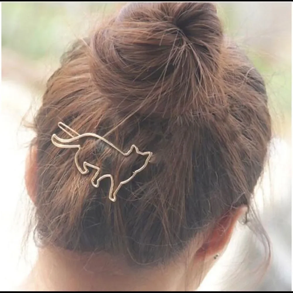 Hair Pin Electroplated Alloy Cat Geometrical